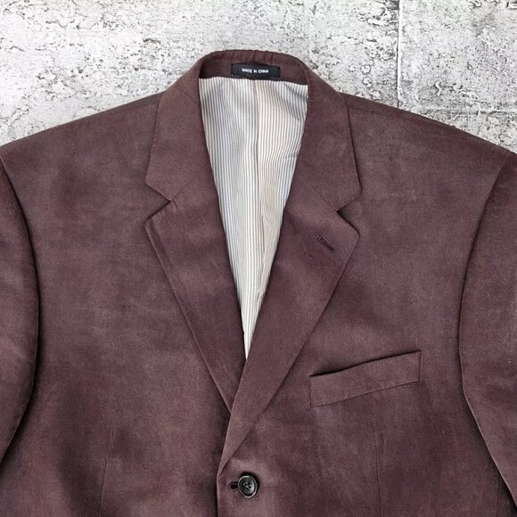 Calvin Klein Men Blazer Three Button Sport Coat Brown Silk Blend Jacket Size 42R - Picture 2 of 9